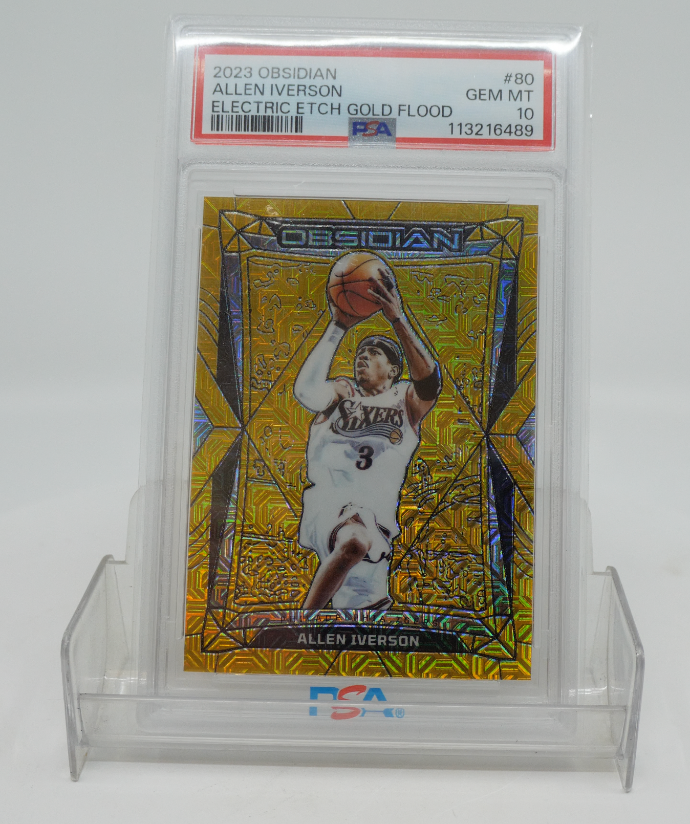 2023 Panini Obsidian Allen Iverson Electric Etch Gold Flood Gem Mint 10
